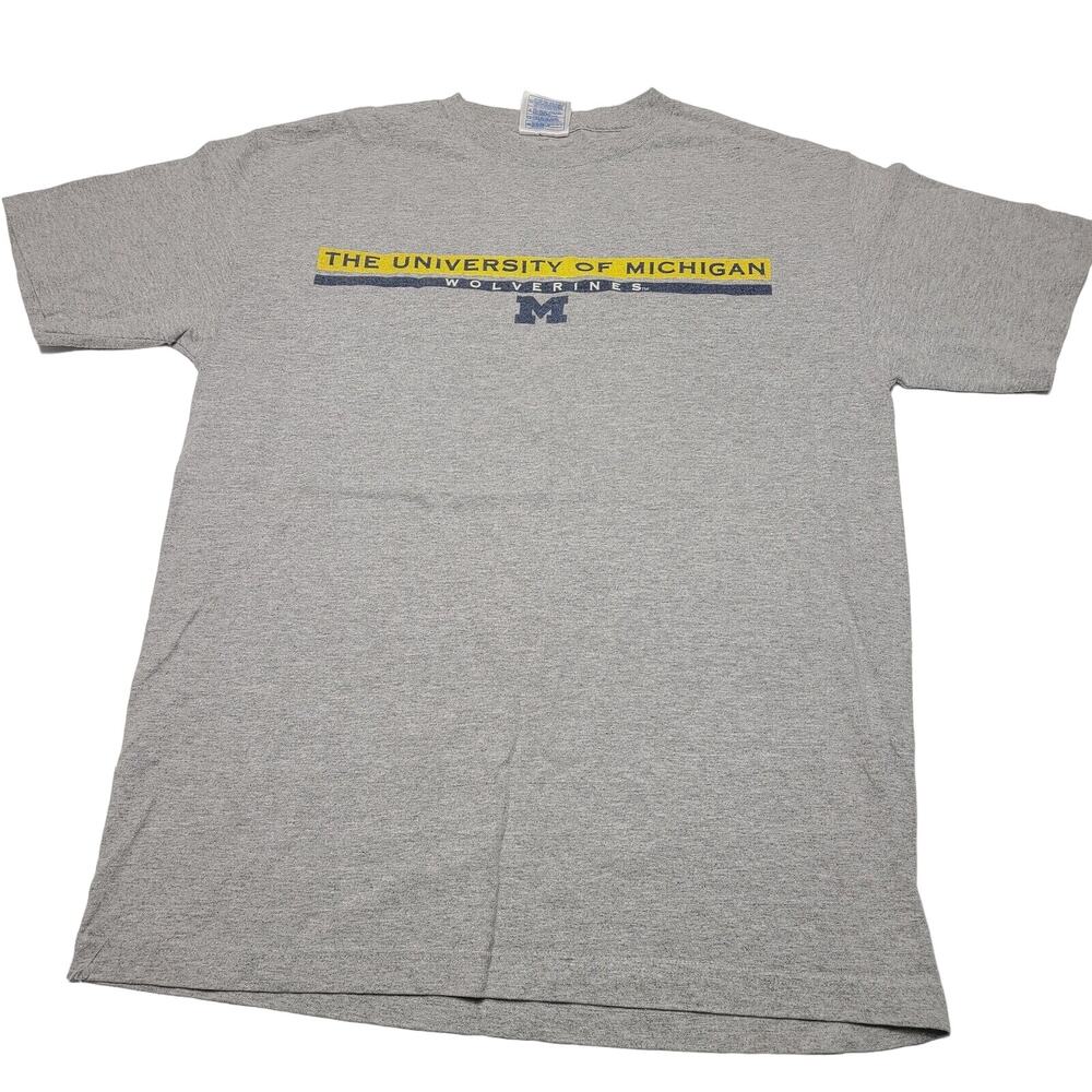 Michigan Wolverines Men's Medium T-Shirt Gray Short Sleeve Vintage NCAA